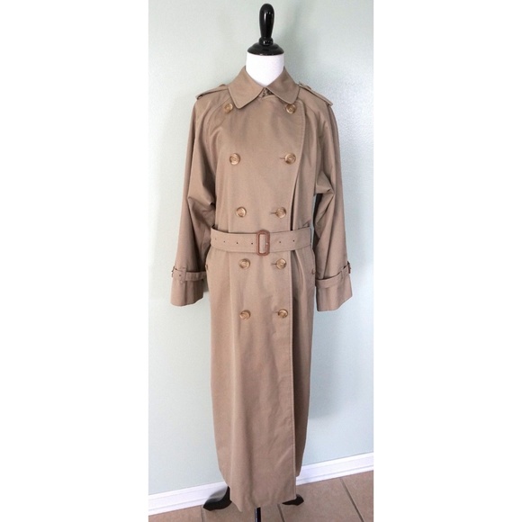 Burberry Jackets & Blazers - Vtg BURBERRYS' Khaki Nova Long Trench Coat Size 8